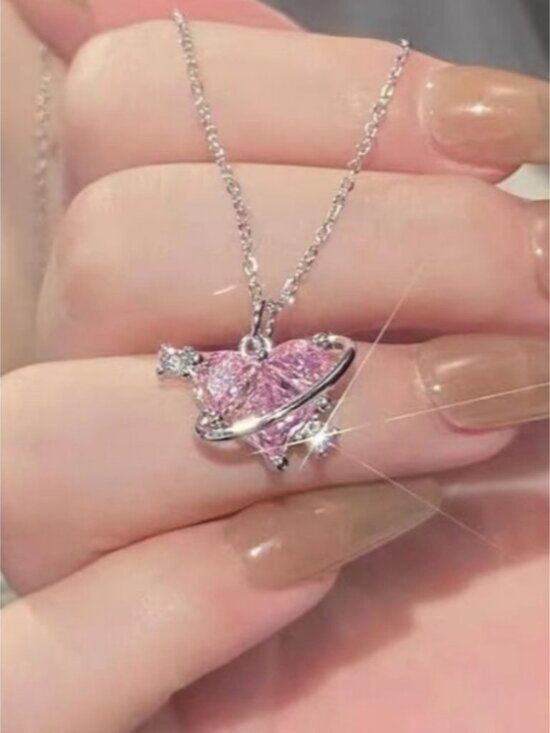 NEW Pink Heart Pendant Necklace - Picture 3 of 6